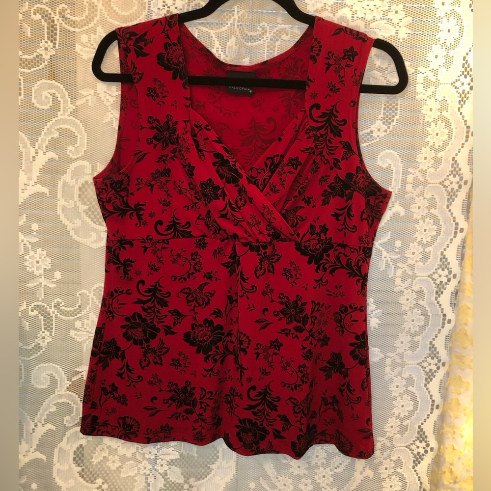 Black and Red Floral Tank Top